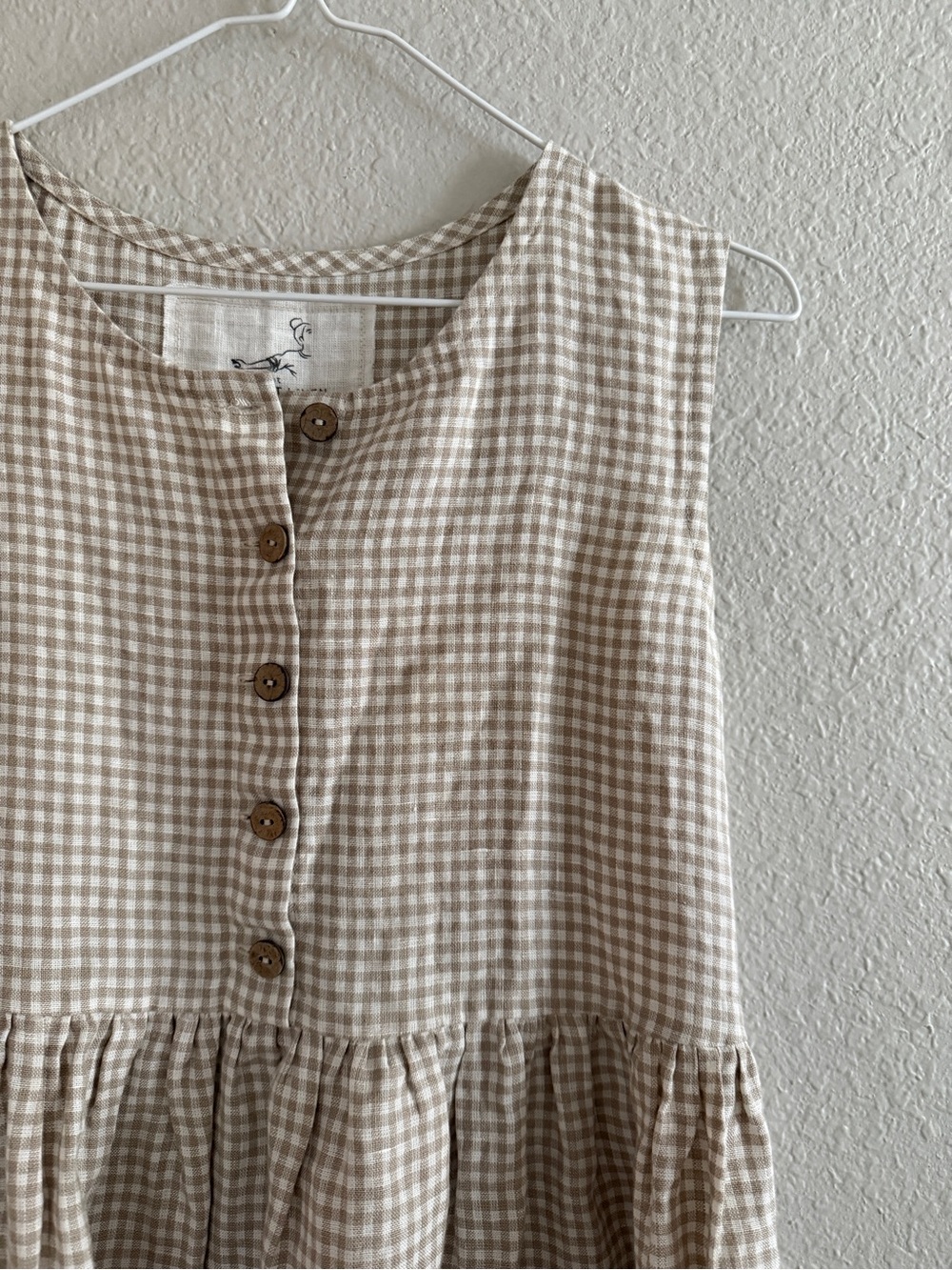 Not Perfect Linen Natural Gingham Dress - Picture 2 of 4